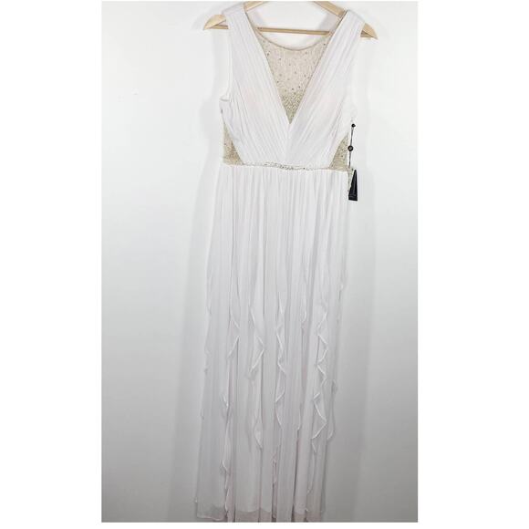 Adrianna Papell Ivory White Beaded Embellished Maxi Gown Women's Size 10 NWT* - Picture 1 of 13